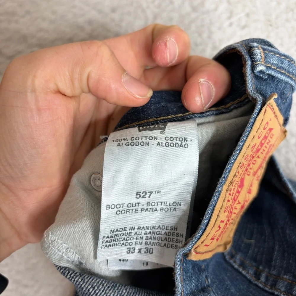 Levis 527 Y2K Slim Bootcut Jeans Mens 33x30(34x31) Denim Blue FADE whiskers